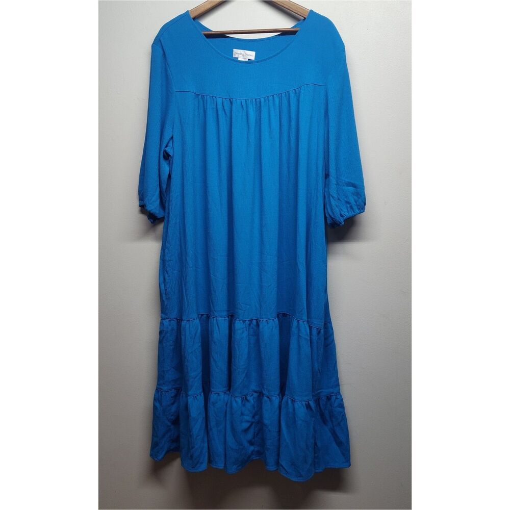 Drapers & Damons Maxi Dress Women 1X Blue Bohemian Cottagecore Spring Casual